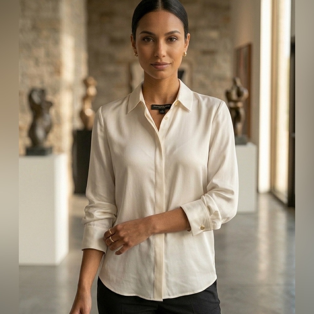 Donna Karan Cream Button Down‎ Shirt